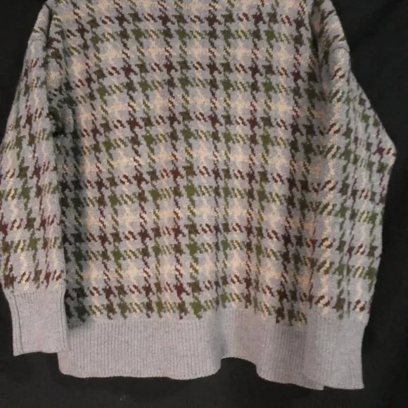 Heavy Wool Blend Houndstooth Button-Up Cardigan | xl - extra large | V-Neck - Picture 13 of 15